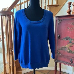 Vintage New Chico’s Silk Blend Sweater Size 2 Pullover Royal Blue